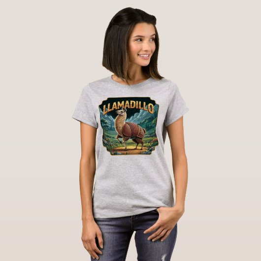 Llamadillo Illustration Combo Creature Funny T-Shirt (Vorne ganz)
