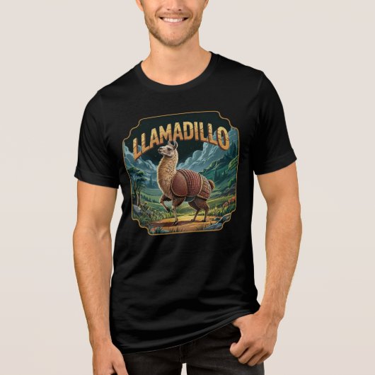 Llamadillo Illustration Combo Creature Funny Tri-Blend Shirt (Vorderseite)
