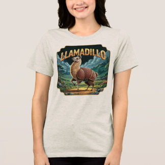 Llamadillo Illustration Combo Creature Funny Tri-Blend Shirt