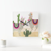 Llamarama Collection | Cute Lllamas Quadratische Wanduhr (Zuhause)