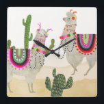 Llamarama Collection | Cute Lllamas Quadratische Wanduhr<br><div class="desc">Enjoy this fresh creative llama design on a product or wallart piece to enhance and add to the world around you. Artist: Victoria Borges</div>