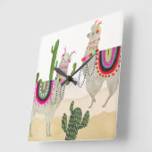Llamarama Collection | Cute Lllamas Quadratische Wanduhr (Winkel)