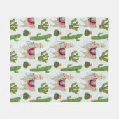 Llamarama Collection | Kakteen & Llama Muster Fleecedecke (Vorderseite (Horizontal))