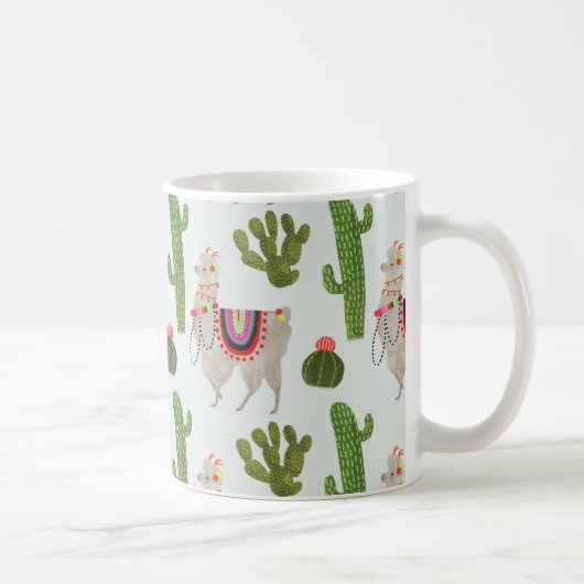 Llamarama Collection | Kakteen & Llama Muster Kaffeetasse (Rechts)