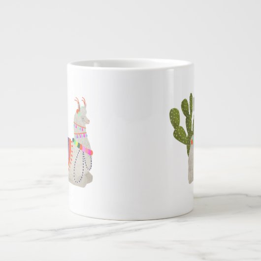 Llamarama Collection | Llamas lächeln Jumbo-Tasse (Vorderseite)