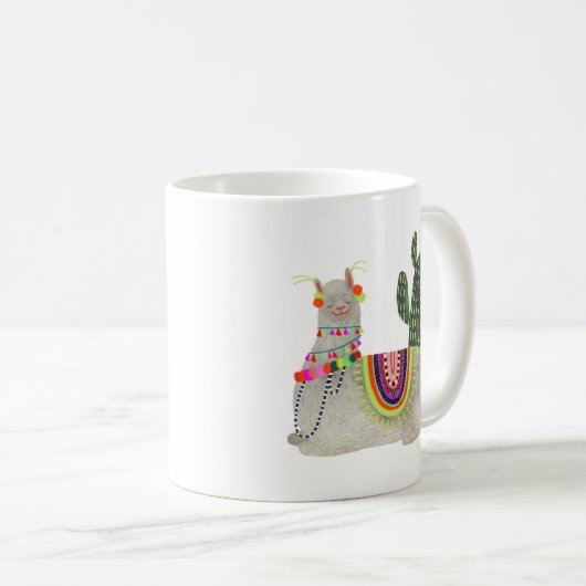 Llamarama Collection | Llamas lächeln Kaffeetasse (VorderseiteRechts)