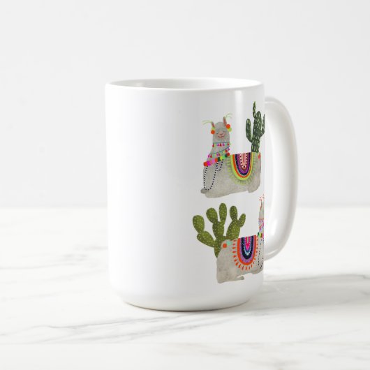 Llamarama Collection | Llamas lächeln Kaffeetasse (VorderseiteRechts)