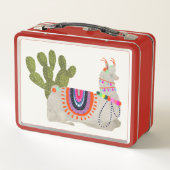 Llamarama Collection | Llamas lächeln Metall Brotdose (Rückseite)