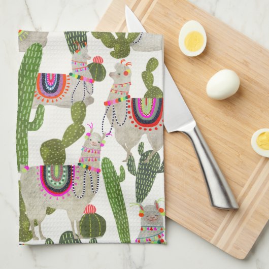 Llamarama Collection Muster Geschirrtuch (Viertel Falte)