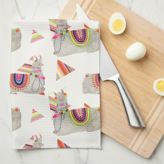 Llamarama Collection Muster II Geschirrtuch (Viertel Falte)