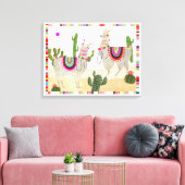 Llamarama Collection | Niedlich Lllamas Leinwanddruck (Insitu (Wohnzimmer))