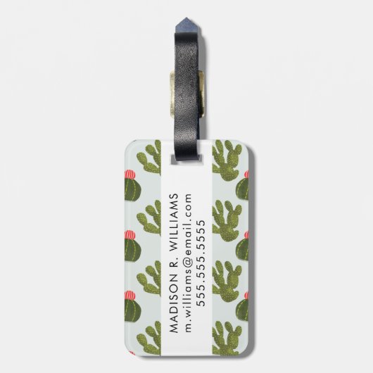 Llamarama Collection | Niedliches Kaktusmuster Gepäckanhänger (Rückseite vertikal)