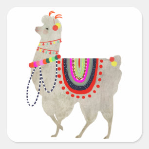 Llamarama Sammlung   niedliches Lllamas Quadratischer Aufkleber