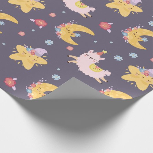 Llamas am Himmel Geschenkpapier (Ecke)