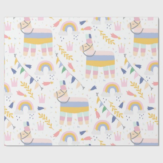 Llamas and Rainbows Wrapping Paper Geschenkpapier (Flach)