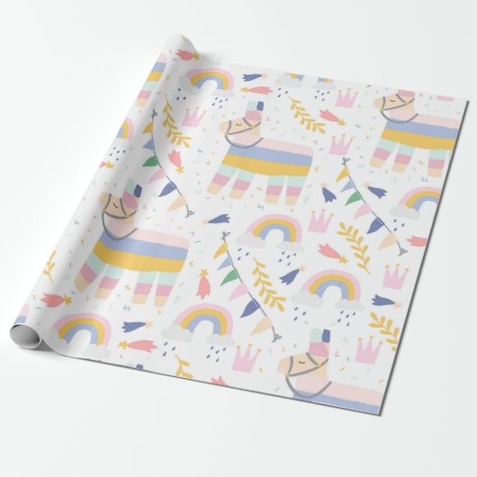 Llamas and Rainbows Wrapping Paper Geschenkpapier (Ungerollt)