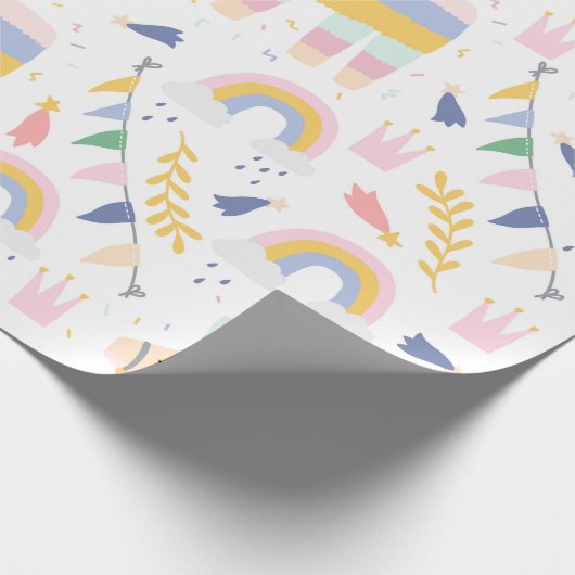 Llamas and Rainbows Wrapping Paper Geschenkpapier (Ecke)