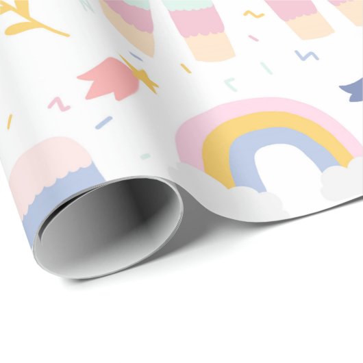 Llamas and Rainbows Wrapping Paper Geschenkpapier (Rolleneckpunkt)