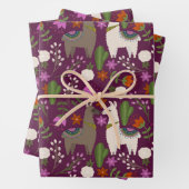 Llamas, Blume und Kakteen auf Lila Geschenkpapier Set (Beispiel)