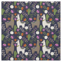 Llamas, Blume und Kakteen on Navy