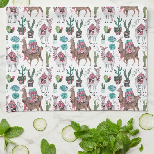 Llamas cactus Pattern | Küchentücher (Gefaltet)