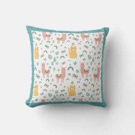 Llamas Cats Alapaca Grüne Tiere Boho Kissen