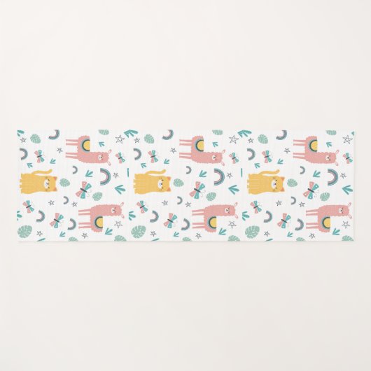 Llamas Cats Alapaca Grüne Tiere Boho Yogamatte (Vorderseite (Horizontal))