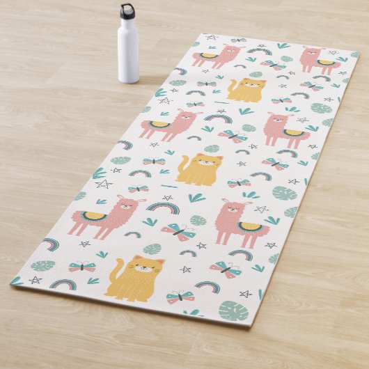 Llamas Cats Alapaca Grüne Tiere Boho Yogamatte (Beispiel)