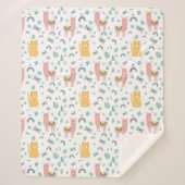 Llamas Cats Alapaca Pink Girly Animals Boho Sherpadecke (Vorderseite)