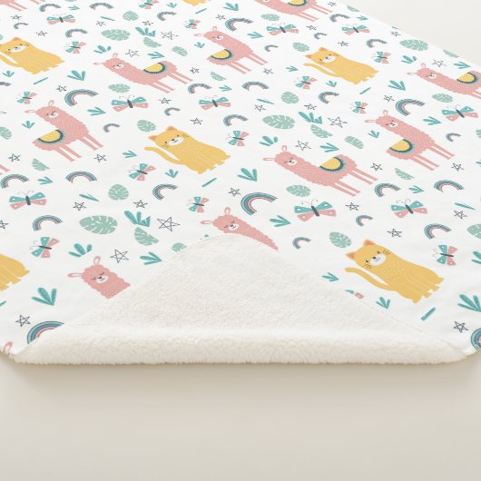Llamas Cats Alapaca Pink Girly Animals Boho Sherpadecke (3/4)