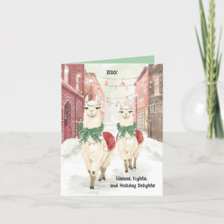Llamas Christmas Card - Whimsisches Weihnachtslich Feiertagskarte