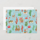 Llamas Christmas Light Aquamarines Muster Postkarte (Vorne/Hinten)