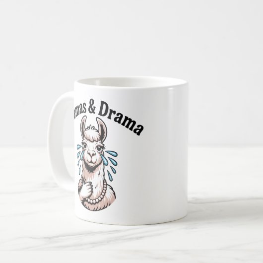Llamas & Drama Funny Llama Art Cartoon Kaffeetasse (Vorderseite Links)