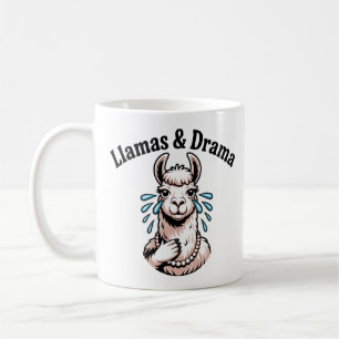 Llamas & Drama Funny Llama Art Cartoon Kaffeetasse