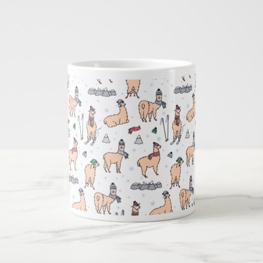 Llamas in Hats und Skarabäen Skigebiet Muster Jumbo-Tasse (Vorderseite)
