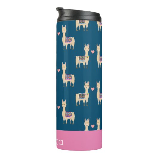 Llamas in Liebe | PERSONALISIERT Thermosbecher (Nach rechts gedreht)