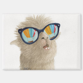 Llamas in Shades: August Magnet 3.5"x2.5"