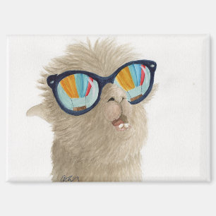 Llamas in Shades: August Magnet 3.5"x2.5"