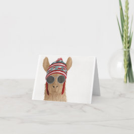 Llamas in Shades: Juli Grußkarte 4"x5,6" Feiertagskarte