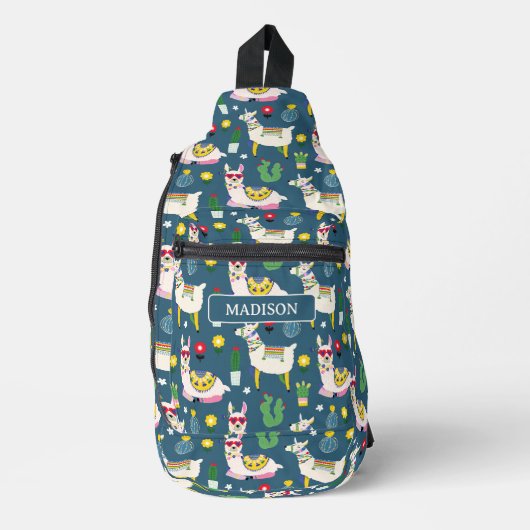 Llamas in Sonnenbrillen Muster Crossbody Bag (Vorderseite)