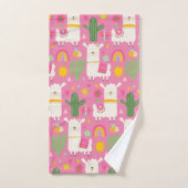 Llamas Rainbows Green Cactus Light Girly Pink Nied Badhandtuch Set (Handtuch)