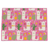 Llamas Rainbows Green Cactus Light Girly Pink Nied Große Geschenktüte (Vorderseite)