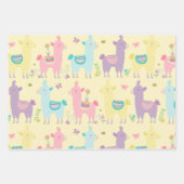 Llamas rosa, gelb Lila Niedlich Adorable Geschenkpapier Set (Vorderseite)