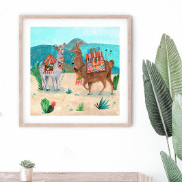 Llamas-Tierlandschaft Poster