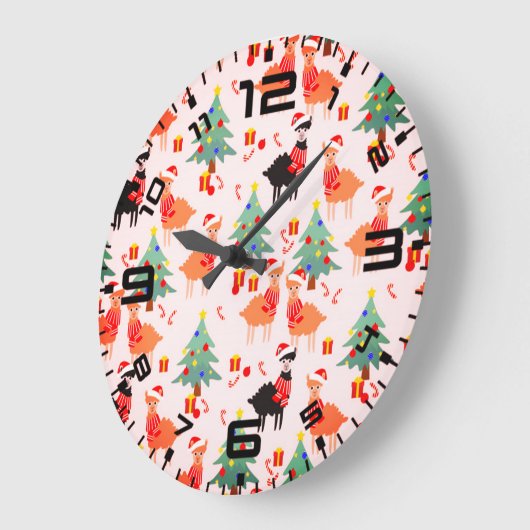 Llamas und Alpaca Weihnachtsmuster Große Wanduhr (Winkel)