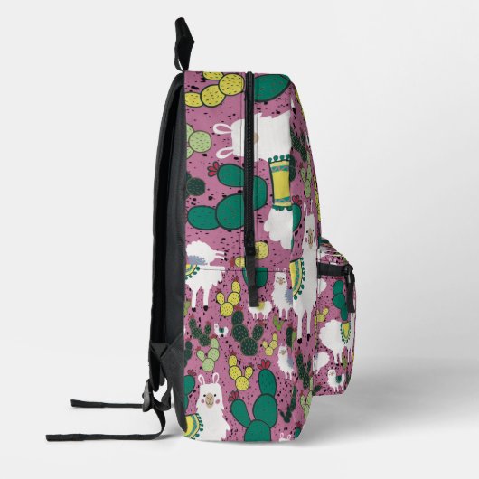 Llamas und Cacti rosa Bedruckter Rucksack (Links)