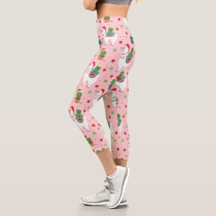 Llamas und Cacti Weihnachtsmuster Capri Leggings
