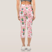 Llamas und Cacti Weihnachtsmuster Capri Leggings (Rückseite)