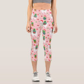 Llamas und Cacti Weihnachtsmuster Capri Leggings (Vorderseite)