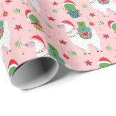 Llamas und Cacti Weihnachtsmuster Geschenkpapier (Rolleneckpunkt)
